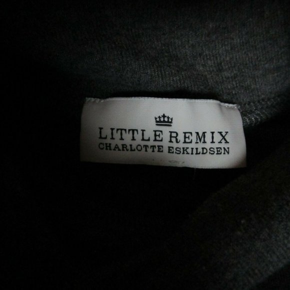 Designer Little Remix Charlotte Eskildsen Girls Mock Neck Gray Knit l/s Dress - Picture 2 of 4